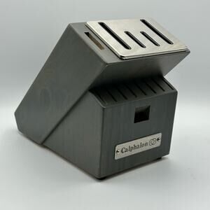 Calphalon Sharpening Knife Block 14 Slot Self Sharpen Gray Wood Finish NEW